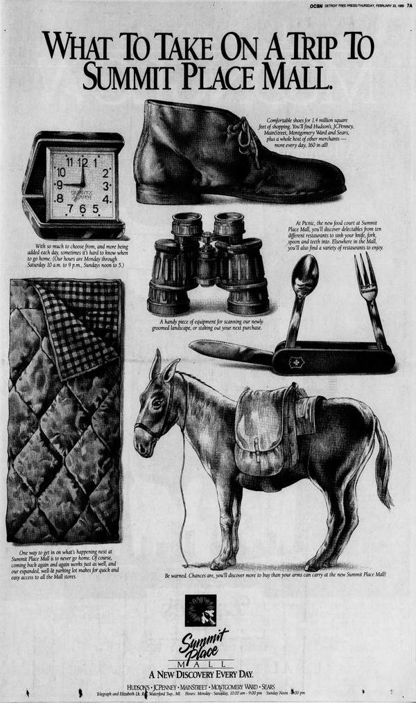 Summit Place Mall (Pontiac Mall) - Typical Full Page Ad From 1989 (newer photo)